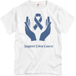 Support Colon Cancer! White tee w/Blue graphic 