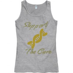 I Support the Cure! Grey tee w/olive & Gold Graphic 