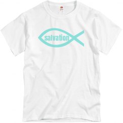 White Tee w/turquoise graphic