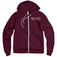 Unisex Fleece Full Zip Midweight Hoodie Maroon