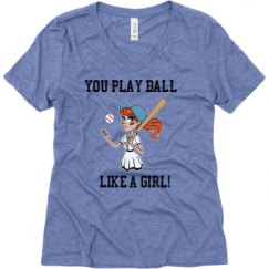 Ladies Relaxed Fit Super Soft Triblend V-Neck Tee