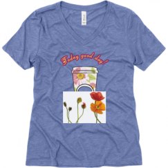 Ladies Relaxed Fit Super Soft Triblend V-Neck Tee
