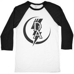 “Black DA Logo” on Unisex Raglan Tee