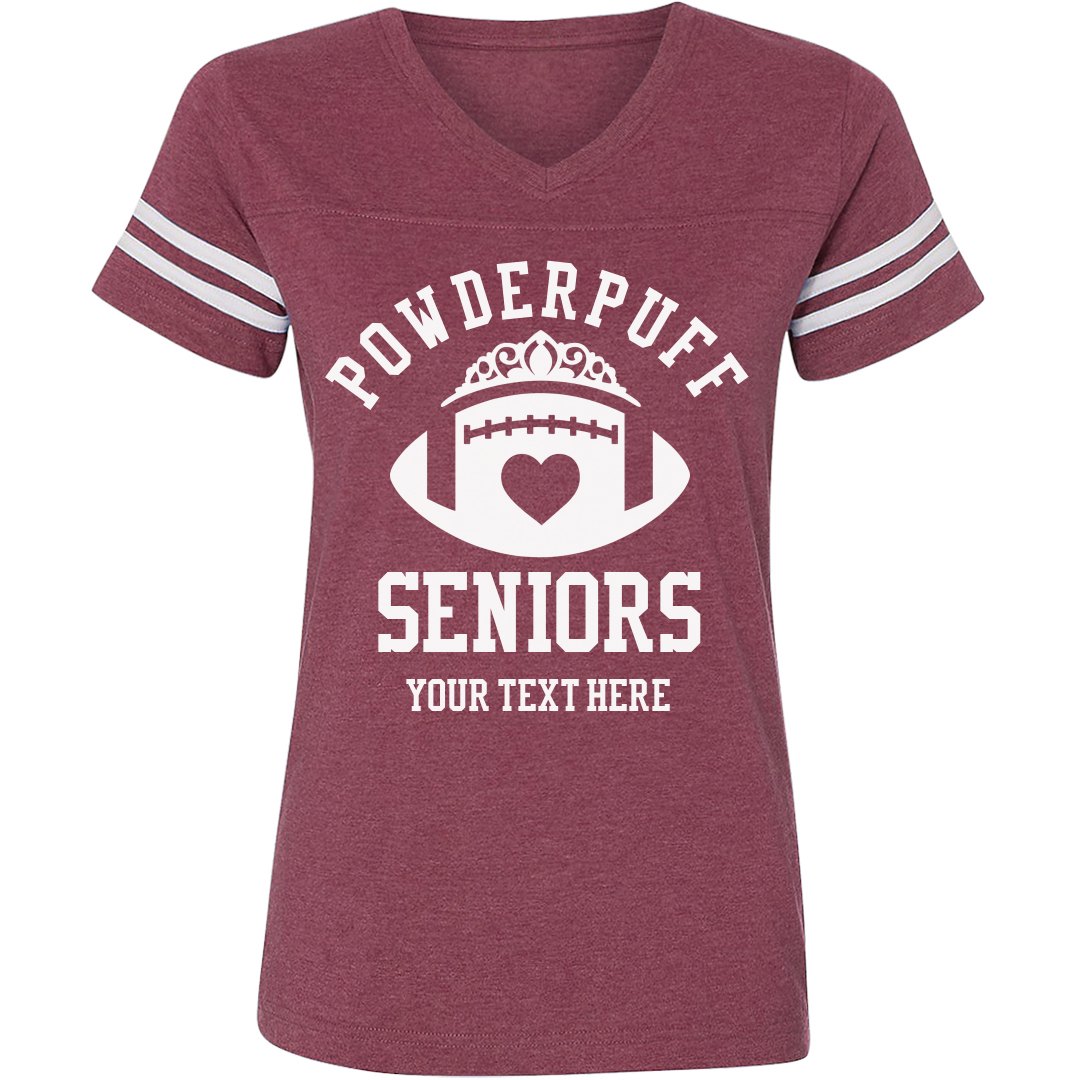 Custom Powderpuff Seniors Custom Text - Ladies Relaxed Fit Vintage Sports Tee | Personalized Vintage Hot Pink Tops from Customized Girl, image size:1080x1080