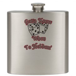 "Know When To Holdem" Silver/Stainless Drinking Flask