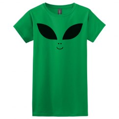 Alien face women's green t shirt. 
