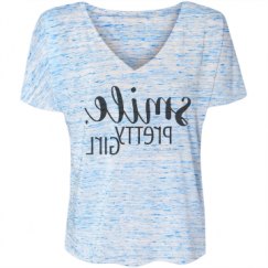 Ladies Flowy Slouchy V-Neck Tee