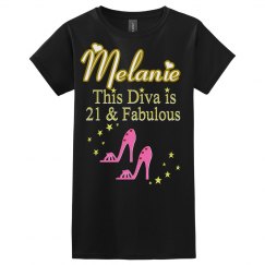 21ST BIRTHDAY PINK SHOE QUEEN PERSONALIZED TSHIRT