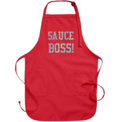 Sauce Boss Apron (silver glitter letters)