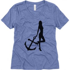 Ladies Relaxed Fit Super Soft Triblend V-Neck Tee