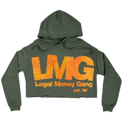 lmg crop hoodie- glitter orange