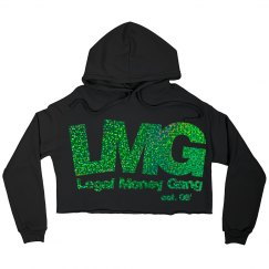 lmg crop hoodie- glitter green