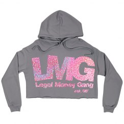 lmg crop hoodie- glitter pink
