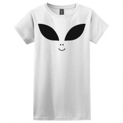 Alien face women's white t shirt. 
