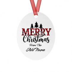 Metal Oval Christmas Ornament