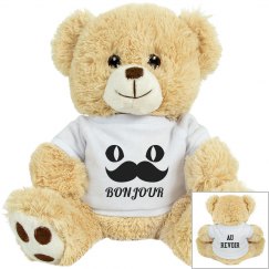 Bonjour/ au revoir shirt with moustache with teddy 