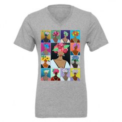 Unisex CVC Jersey V-Neck T-Shirt