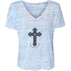 Ladies Flowy Slouchy V-Neck Tee