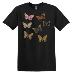 Butterfly Design Pattern of Gold Butterflies in Flight 
