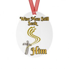 Metal Oval Christmas Ornament