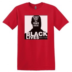 red tee wblack & white graphic