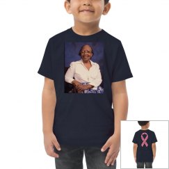 Blue toddler tee w/granny Mac #3 graphic (With words)