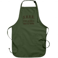 SHHH! STAY HUMBLE HUSTLE HARD BROWN TEXT APRON
