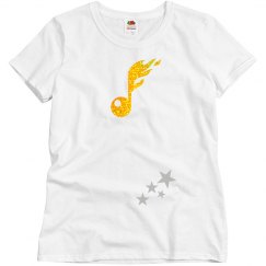 Gold glitter music note top