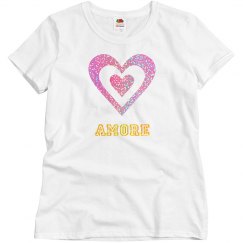 Amore pink glitter heart top