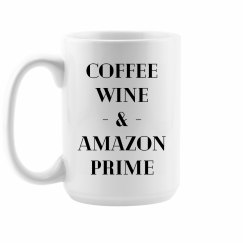 Coffee, Wine, & Amazon Prime Coffee Mug