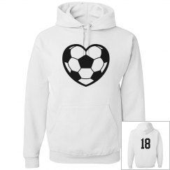 heart soccer ball w/ number 18