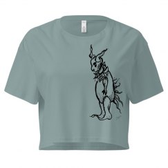 Grumpy Little Gremlin Drawing Lucy LaRue Crop Top