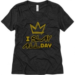 Ladies Relaxed Fit Super Soft Triblend V-Neck Tee