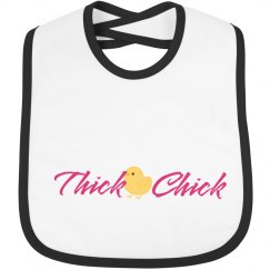 Pink & white bib w/yellow graphic 