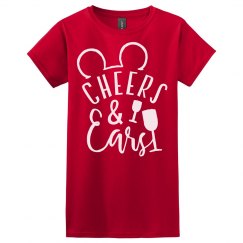Cheers and ears women's red t shirt.