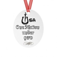 Metal Oval Christmas Ornament