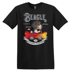 Beagle Funny Tri- Color Beagle in Bone Flame Car
