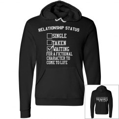 WAITING FOR A FICTIONAL CHARACTER black hoodie