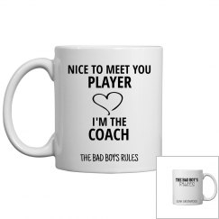NICE TO MEET YOU PLAYER white coffee mug