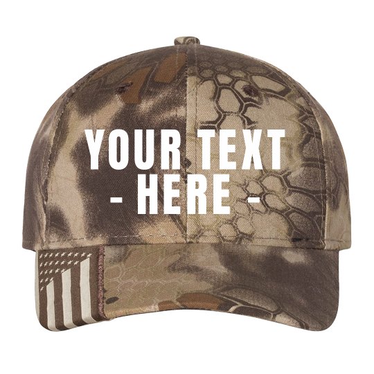 Custom Text Camo Flag Hat - Camo with 