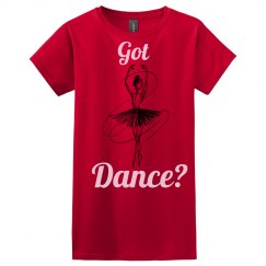 Got dance? Pink tee w/Black & White graphic 