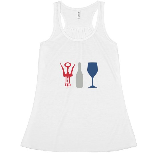 4th of July Wine Cork Red White and Blue