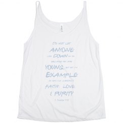 1 Timothy Be a Young Example Blue Words Plus Tank