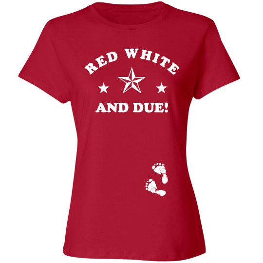 4th Of July Maternity Due Date Ladies Relaxed Fit Cotton Basic T Shirt