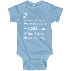 jc birthdate onesie 