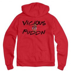 Vicious Puddn Distressed Red Zip Hoodie