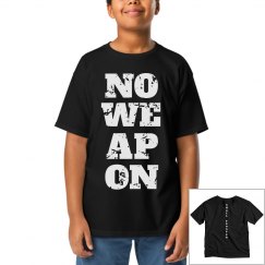 NO WEAPON Shall Prosper White Text Youth T-Shirt