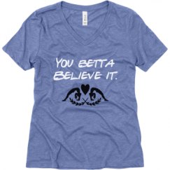 Ladies Relaxed Fit Super Soft Triblend V-Neck Tee