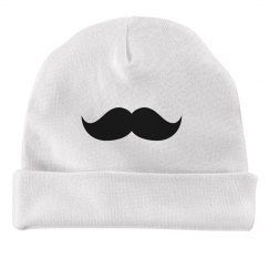Blue mustache baby beanie
