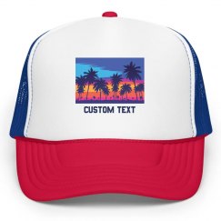 Custom Text Graphic Sunset Neon Trucker Hat